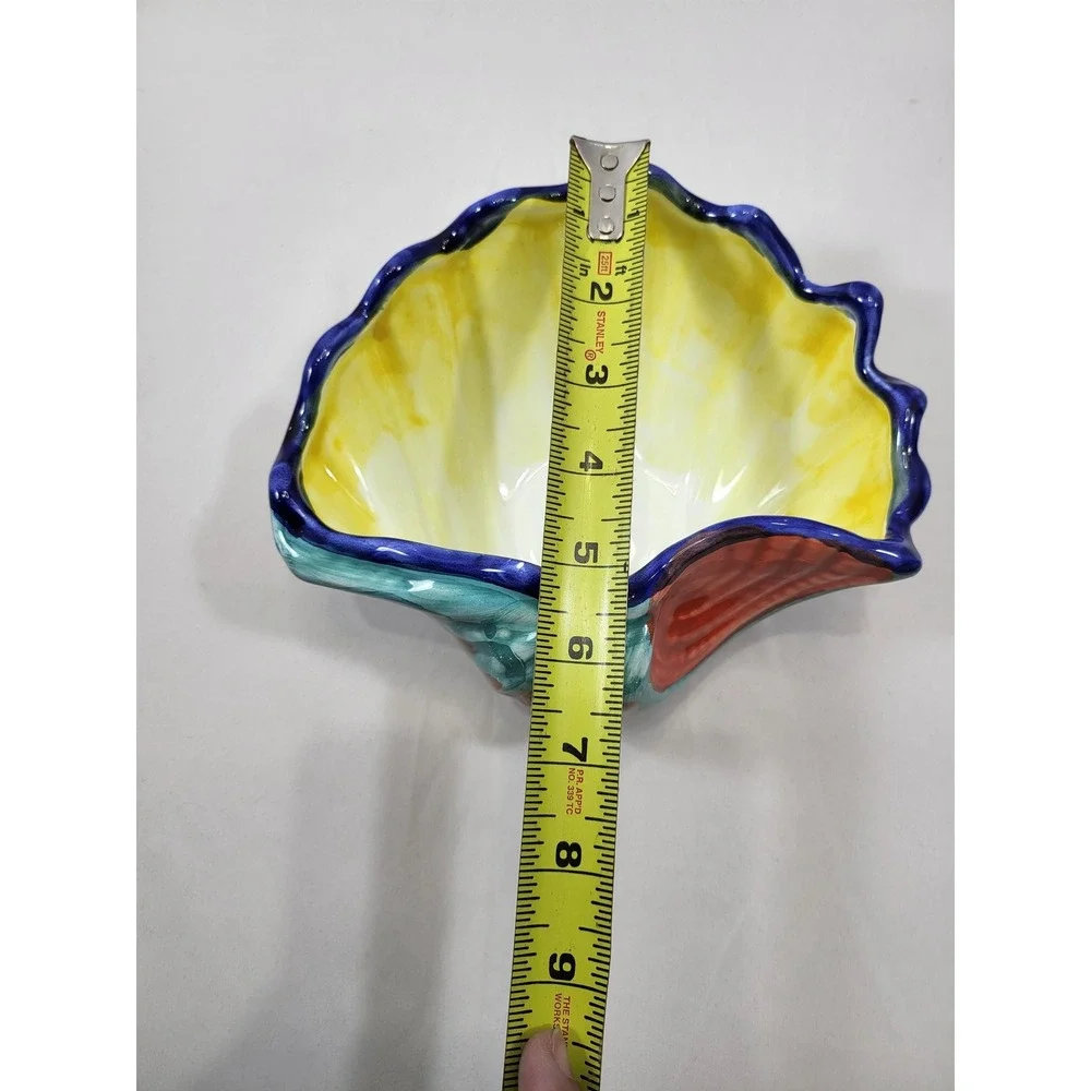 Ciao Italya Bellini Clam Shell Fish Bowl Set Hand Painted Italian Coastal Decor,